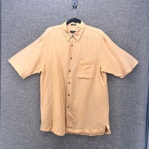 Van Heusen Mens Button Up Shirt Size 15‎ 151/2 Linen Short Sleeve Lightweight